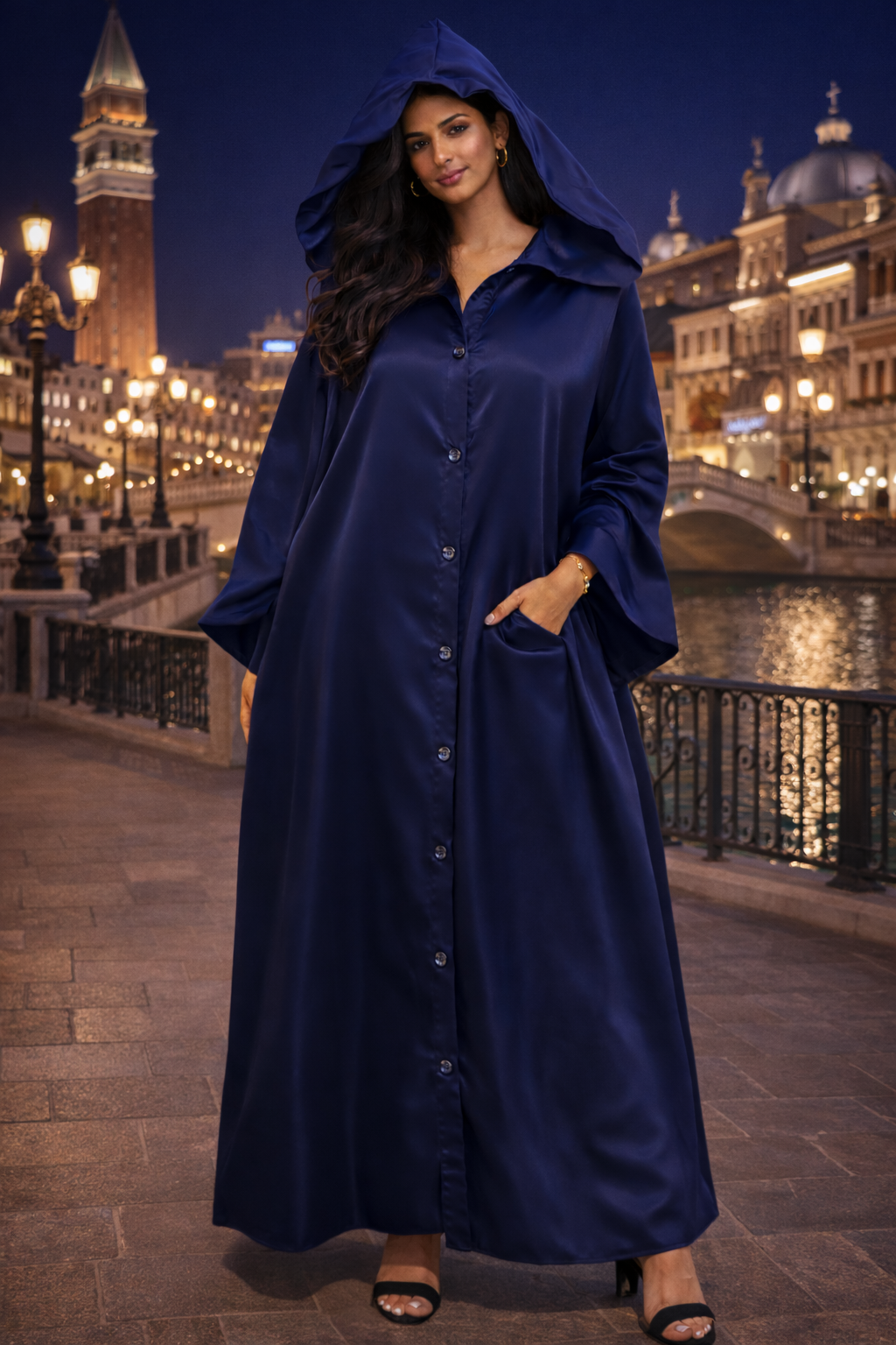 Midnight Luxe Hooded Dress