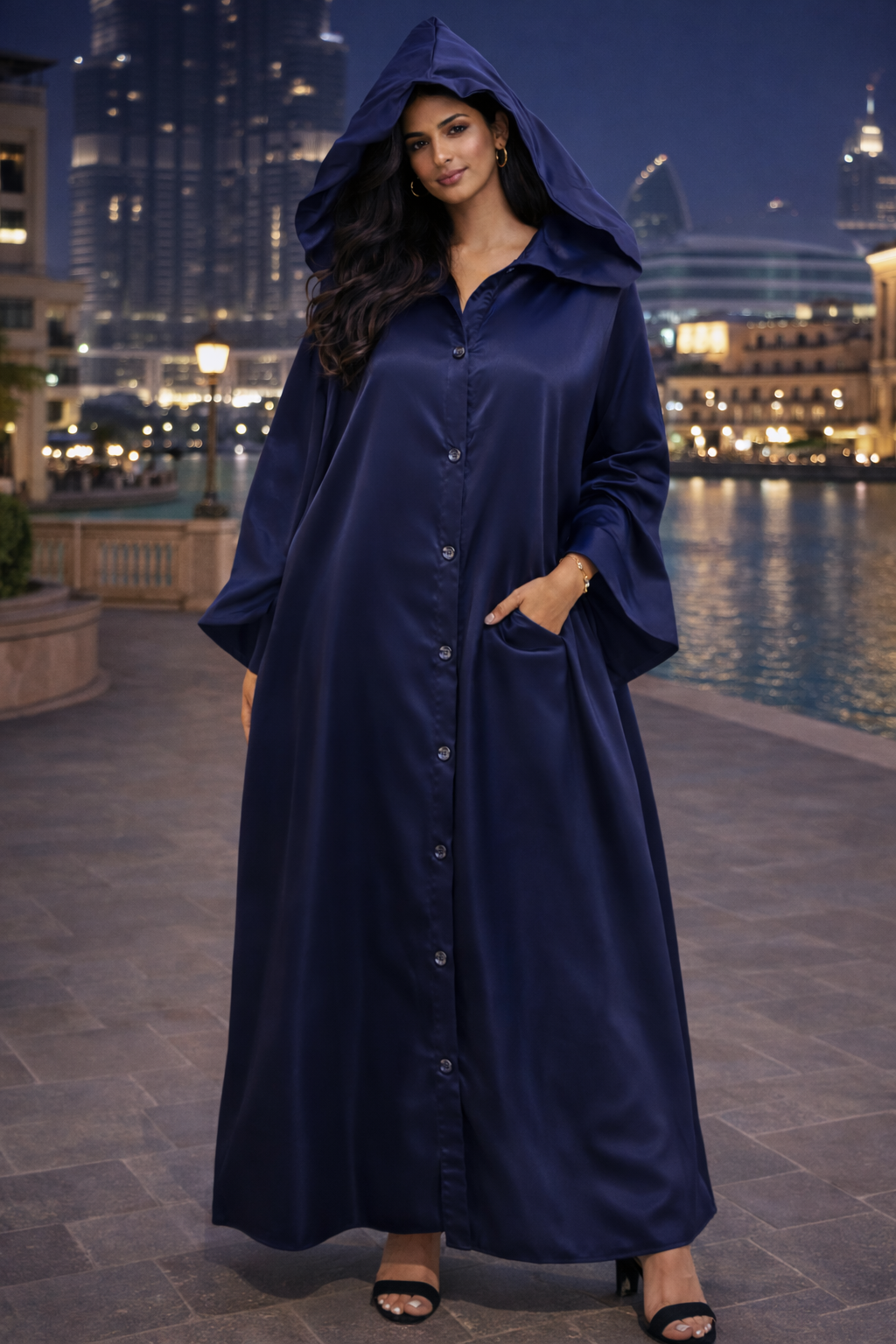 Midnight Luxe Hooded Dress