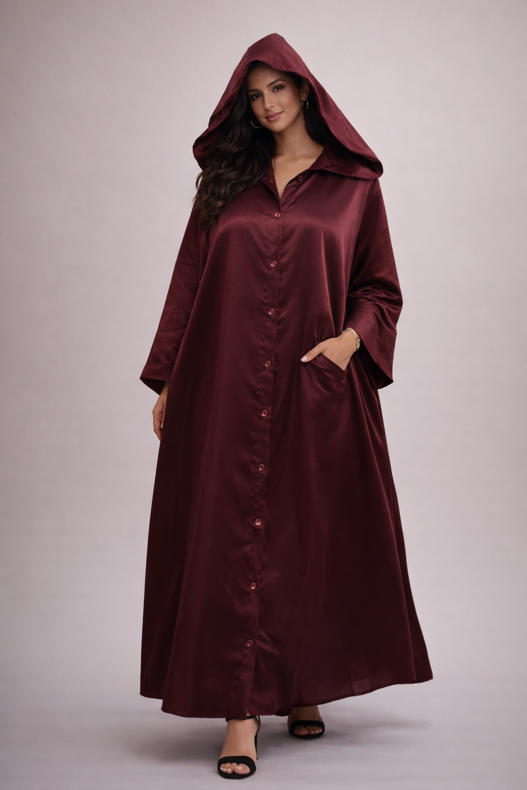 Burgundy Hooded Maxi Dress