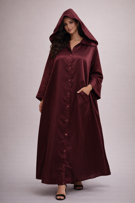 Burgundy Hooded Maxi Dress